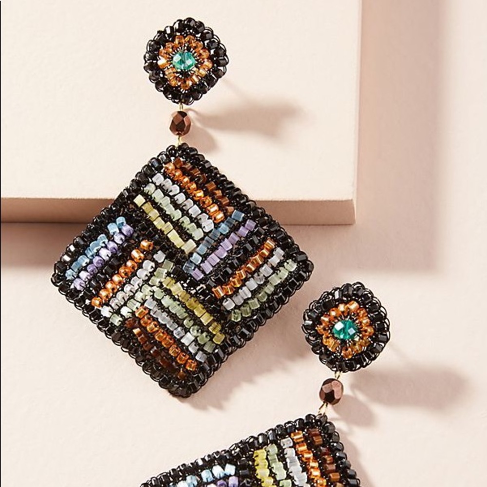NWT Anthro/Lavish Brazil  Beaded Drop Earrings - Picture 3 of 8